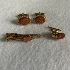 4-pc Cuff Link and Tie Tac, Tie Clip Set